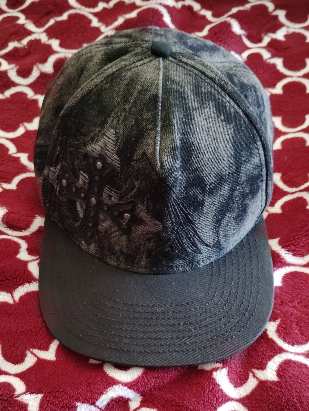 Men's Black Cross Adjustable Strap Baseball Cap